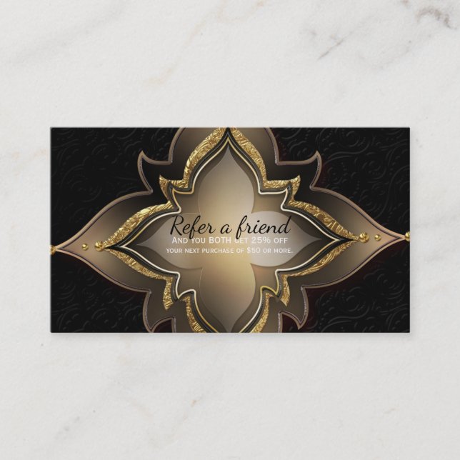 Gold Black Glam Exotic Blume Eine Freundschaftskar Empfehlungskarte (Vorderseite)