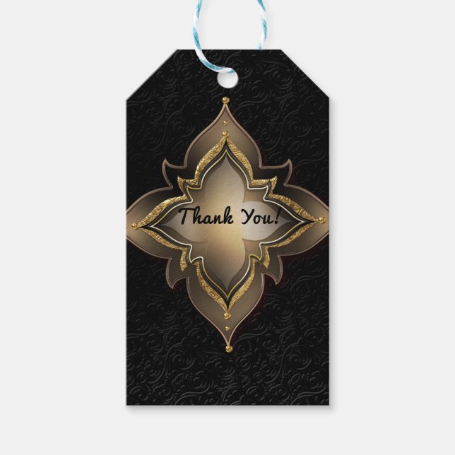 Gold Black Glam Exotic Chic Blume Gastgeschenk Geschenkanhänger (Vorderseite)