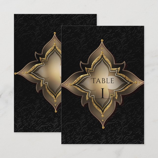 Gold Black Glam Exotic Chic Party Tischnummer (Vorne/Hinten)