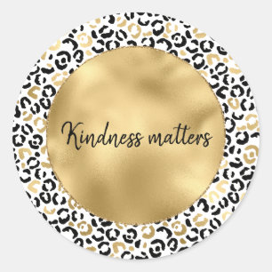 Gold Black Glam Leopard Print personalisiert Runder Aufkleber
