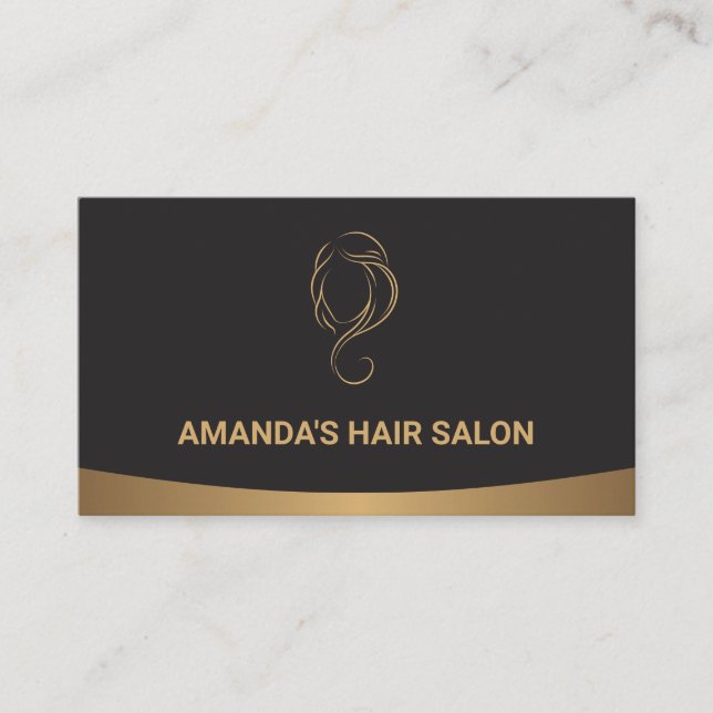 Gold Black Glamour Stylist | Haar und Schönheit Visitenkarte (Vorderseite)