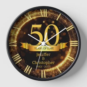 Gold & Black Glitter Edit Jahr Hochzeitsjubiläum Uhr