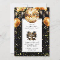 Gold Black Glitzer Birthday Masquerade Party