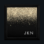 Gold Black Glitzer Girly Monogram Initials Erinnerungskiste<br><div class="desc">Monogram Name Jewelry Keepake Box für Schwarz und Gold Sparkle Glitzer. Dies macht den perfekten Abschluss,  Geburtstag,  Hochzeit,  Brautparty,  Jubiläum,  Babydusche oder Junggeselinnen-Abschied Geschenk für jemanden,  die Lieben glamourösen Luxus und schicke Stile.</div>