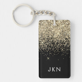 Gold Black Glitzer Girly Monogram Initials Schlüsselanhänger