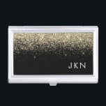 Gold Black Glitzer Girly Monogram Initials Visitenkarten Dose<br><div class="desc">Monogram Name Business Card Holder Black and Gold Sparkle Glitzer. Das macht den perfekten 16 Geburtstag,  Hochzeit,  Brautparty,  Jubiläum,  Babydusche oder Junggeselinnen-Abschied Geschenk für jemanden,  der Lieben glamourösen Luxus und schicke Stile.</div>