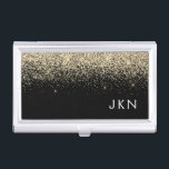 Gold Black Glitzer Girly Monogram Initials Visitenkarten Dose<br><div class="desc">Monogram Name Business Card Holder Black and Gold Sparkle Glitzer. Das macht den perfekten 16 Geburtstag,  Hochzeit,  Brautparty,  Jubiläum,  Babydusche oder Junggeselinnen-Abschied Geschenk für jemanden,  der Lieben glamourösen Luxus und schicke Stile.</div>