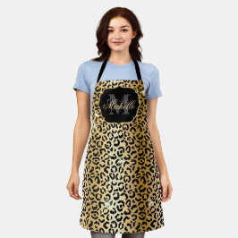 Gold & Black Glitzer Glam Leopard Spots drucken Schürze