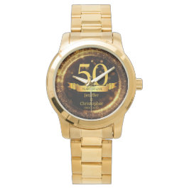 Gold & Black Glitzer - Jahr der Hochzeit Armbanduhr