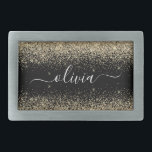 Gold Black Glitzer Script Monogram Girlaname Rechteckige Gürtelschnalle<br><div class="desc">Schwarz und Gold Sparkle Glitzer Script Monogram Name Gürtelschnalle. Das macht den perfekten Abschluss,  süß 16 16.,  18.,  21.,  30.,  40.,  50.,  60.,  70.,  80.,  90.,  100. Geburtstag,  Hochzeit,  Brautparty,  Jubiläum,  Babydusche oder Junggeselinnen-Abschied Geschenk für jemanden,  der Luxus und Chic Stil Lieben glänze.</div>