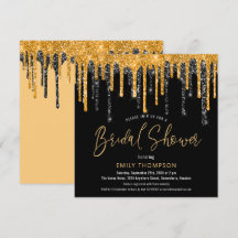 Gold Black Glitzer Tropfen Script Brautparty