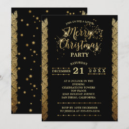 Gold Black Glitzern Frohe Weihnachts-Party Einladung