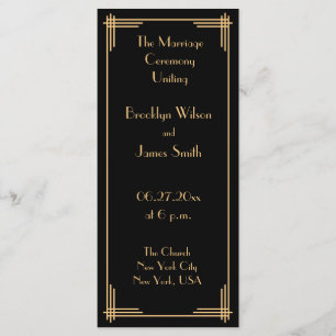 Gold Black Great Gatsby Art Déco Programme de mari