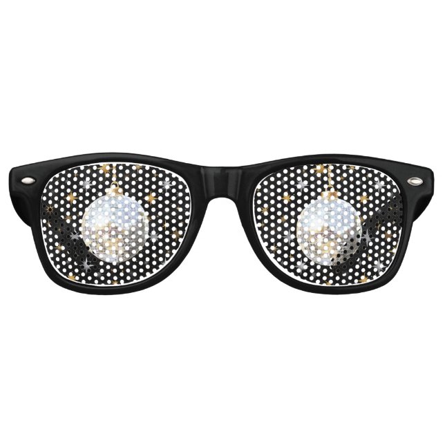 Gold Black Happy New Year Silver Ball Partybrille (Vorderseite)