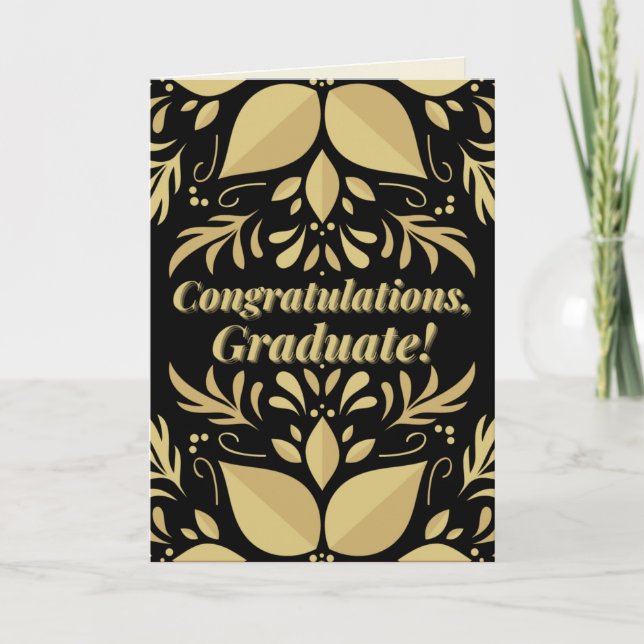 Gold & Black Herzlichen Glückwunsch Abschluss Card Karte (Vorderseite)
