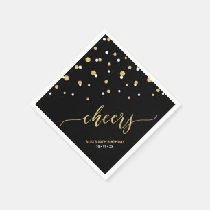 Gold Black Hexagon Confetti Cheers Custom Party Na Serviette