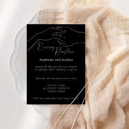 Gold Black Holding Hands Hochzeitsempfang Einladung