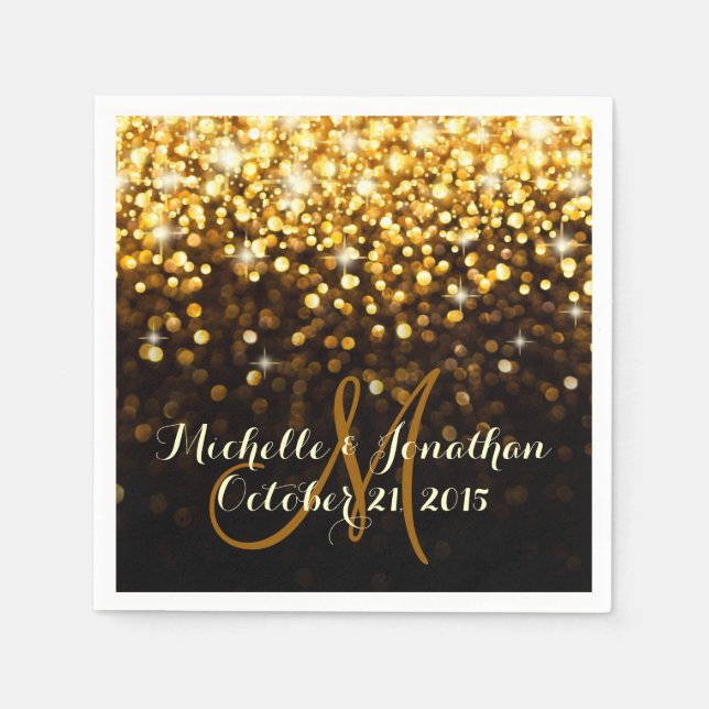 Gold Black Hollywood Glitz Glam Wedding Napkin Serviette (Vorderseite)