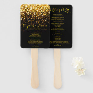 Gold Black Hollywood Glitz Glam Wedding Program Fächer