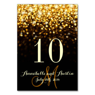 Gold Black Hollywood Glitz Glam Wedding Table Card Tischnummer