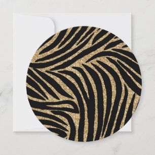 Gold Black Imitate Glitzer Zebra Print 16 . Geburt Einladung