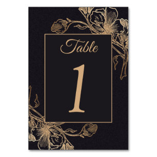 Gold Black Imitats Metal Floral Design Hochzeitsor Tischnummer