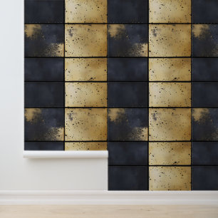 Gold Black Industrial Pattern Tapete