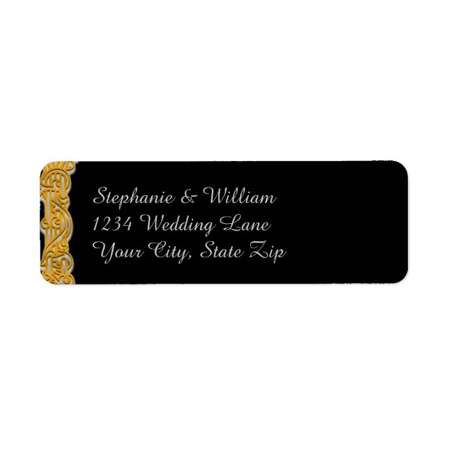 Gold & Black Irish Wedding-Rücksendeadresse (Vorne)