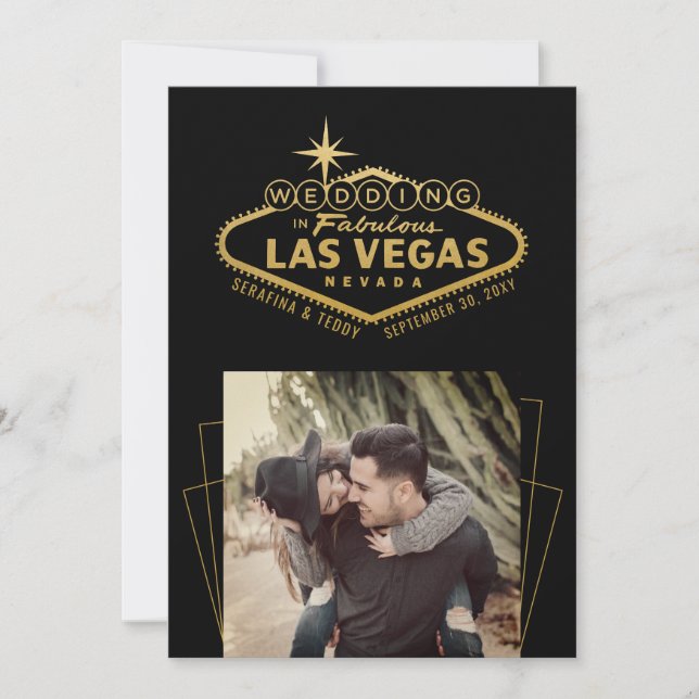 Gold Black Las Vegas Wedding Foto Save The Date (Vorderseite)