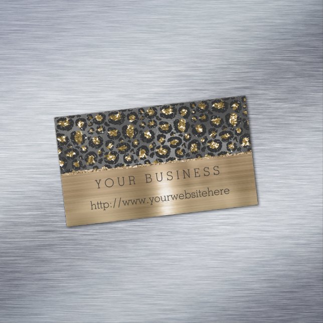 Gold Black Leopard Glitzer Magnetische Visitenkarte (Beispiel)