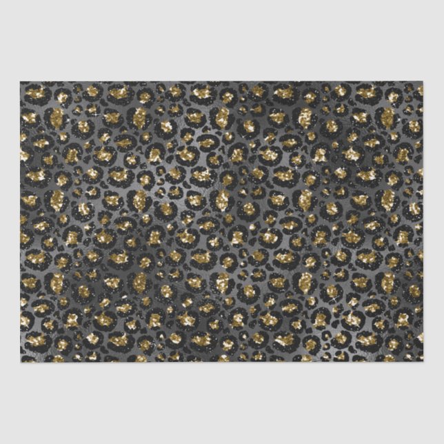 Gold Black Leopard Glitzer Seidenpapier (Vorderseite)