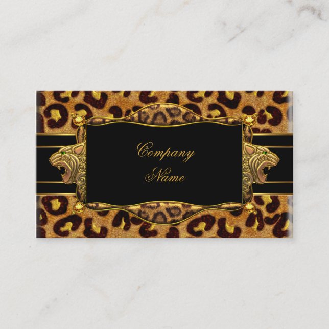 Gold Black Leopard Gold Elegante Boutique 7 Visitenkarte (Vorderseite)