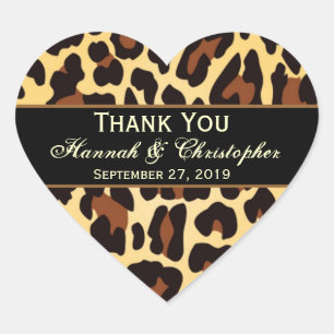 Gold Black Leopard Hochzeit Vielen Dank, dass Sie  Herz-Aufkleber