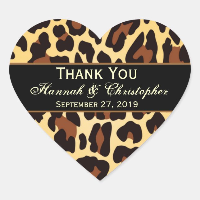 Gold Black Leopard Hochzeit Vielen Dank, dass Sie  Herz-Aufkleber (Vorderseite)