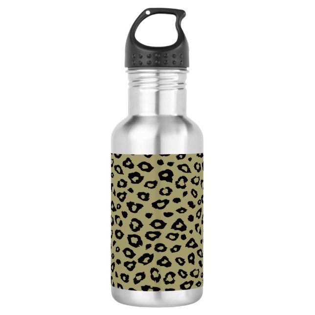 Gold Black Leopard Print Edelstahlflasche (Vorderseite)
