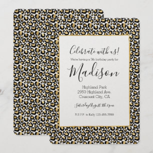 Gold Black Leopard Print Einladung