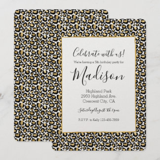 Gold Black Leopard Print Einladung
