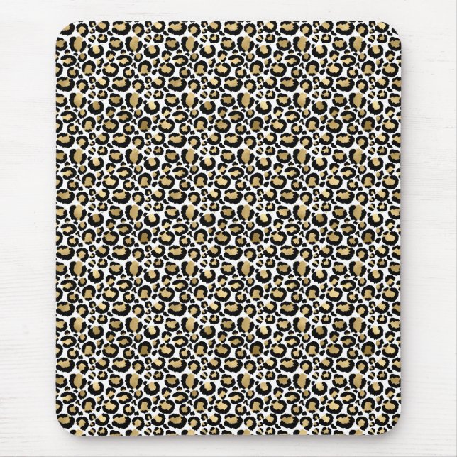 Gold Black Leopard Print Mousepad (Vorne)