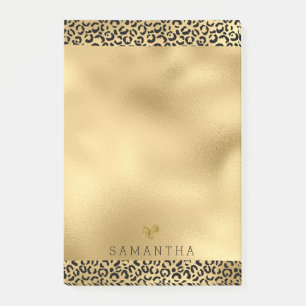 Gold Black Leopard Print Personalisiert Post-it Klebezettel
