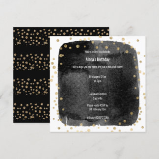 GOLD BLACK LEOPARD TIERE DIAMOND SQUARE GEBURTSTAG EINLADUNG