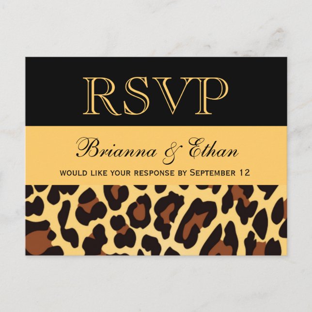 Gold Black Leopard UAWG Wedding Response Einladungspostkarte (Vorderseite)