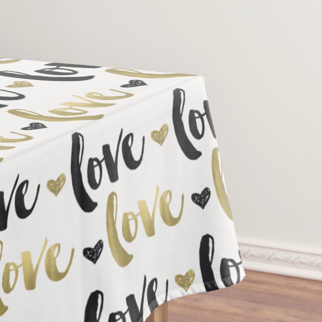 Gold Black Liebe Heart Tischdecke (Beispiel)