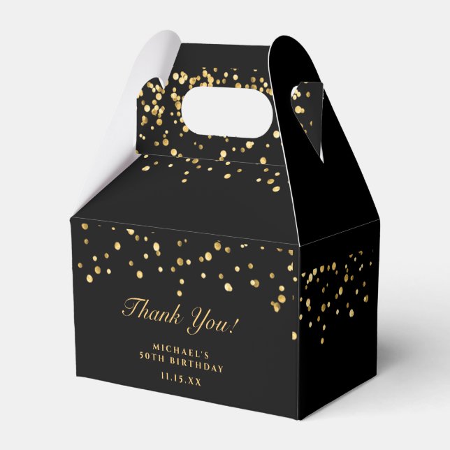 Gold & Black Luxury Vielen Dank für Ihre 50. Gebur Geschenkschachtel (Rückseite)