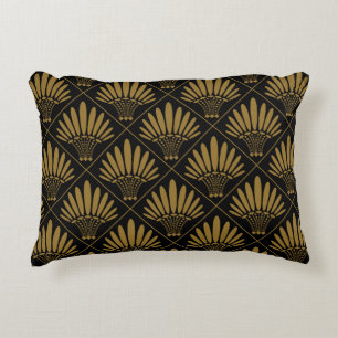 Gold Black Luxus Art Deco Fan Muster Dekokissen