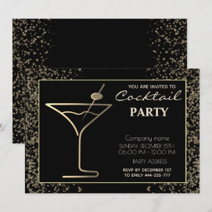 Gold Black Luxus Cocktail Party Einladung