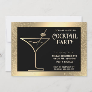 Gold Black Luxus Cocktail Party Einladung