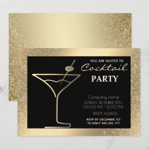Gold Black Luxus Cocktail Party Einladung