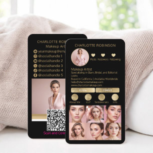 Gold Black Makeup beauty Social Media Influencer Visitenkarte