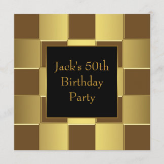 Gold Black Mans 50. Geburtstagsparty Einladungen