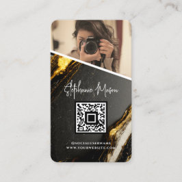 Gold Black Marble Foto QR Code Moderne Fotografie Visitenkarte
